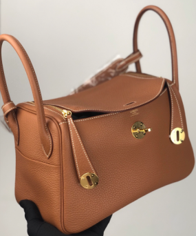 에르메스 린디백26 골드브라운 금장 소가죽